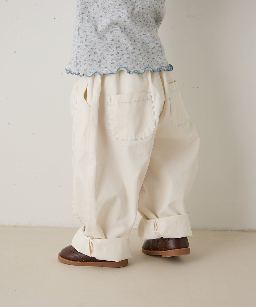 センターダブルシーム配色ステッチパンツ
