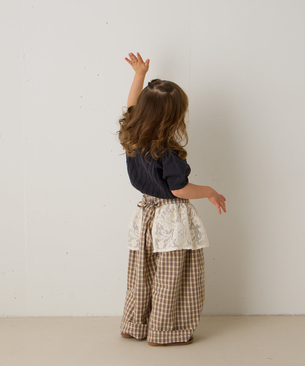 透かし柄半袖ニットプルオーバー