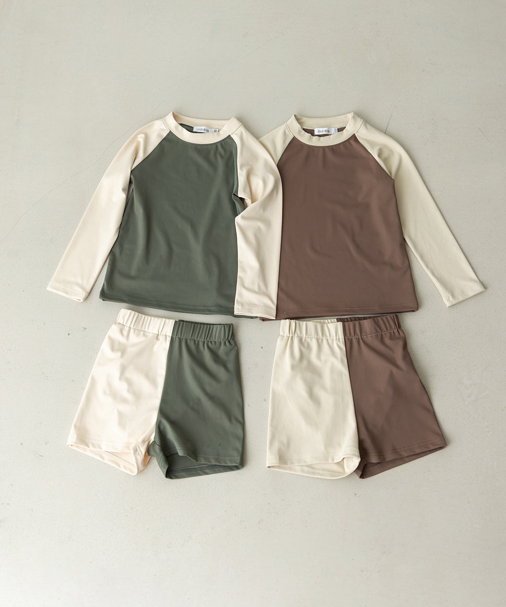 【リンク】UVカット配色ラッシュガードセットアップ(UPF50+)