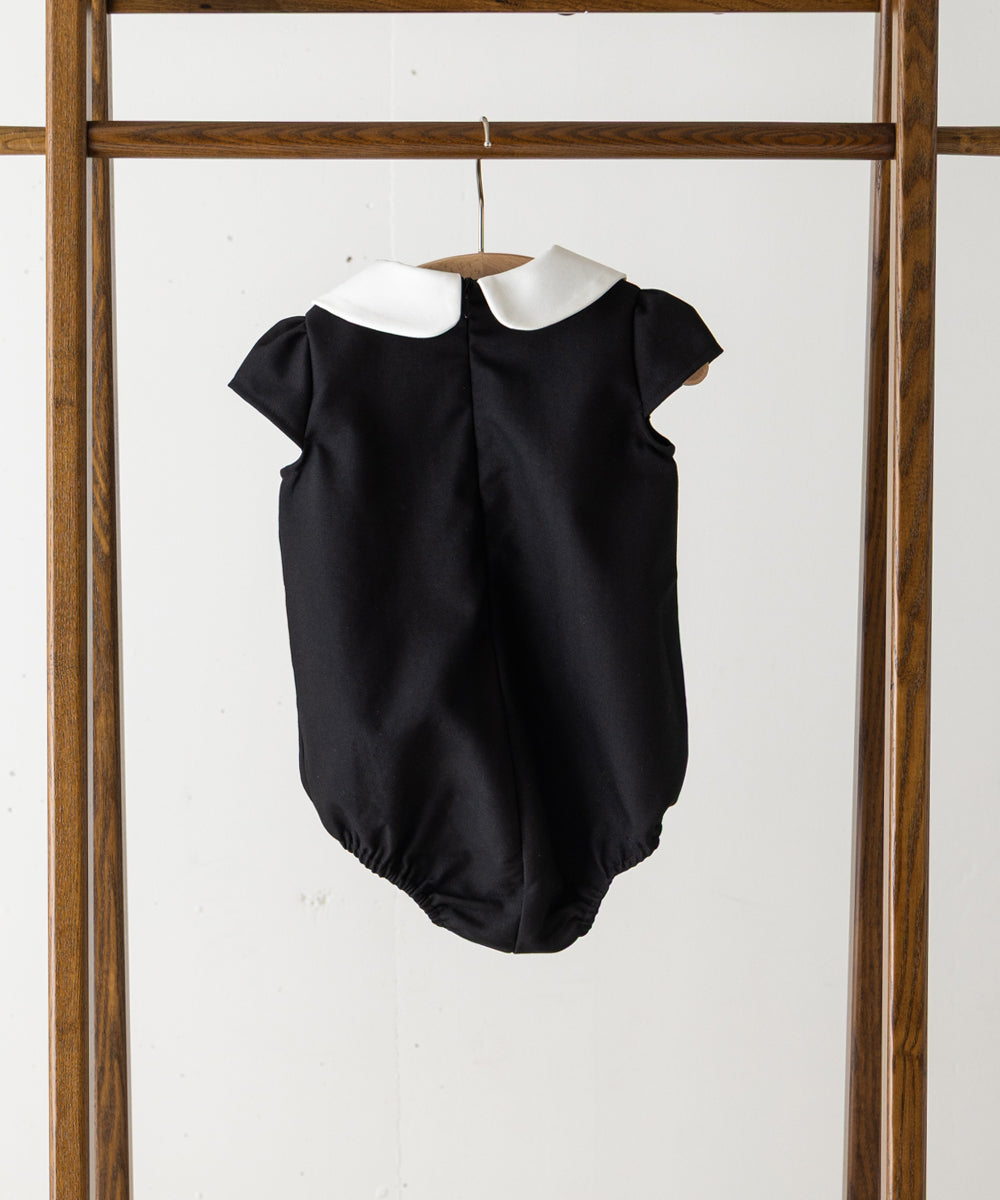 【リンクコーデ】ダブルカラーキャップスリーブベビーロンパース