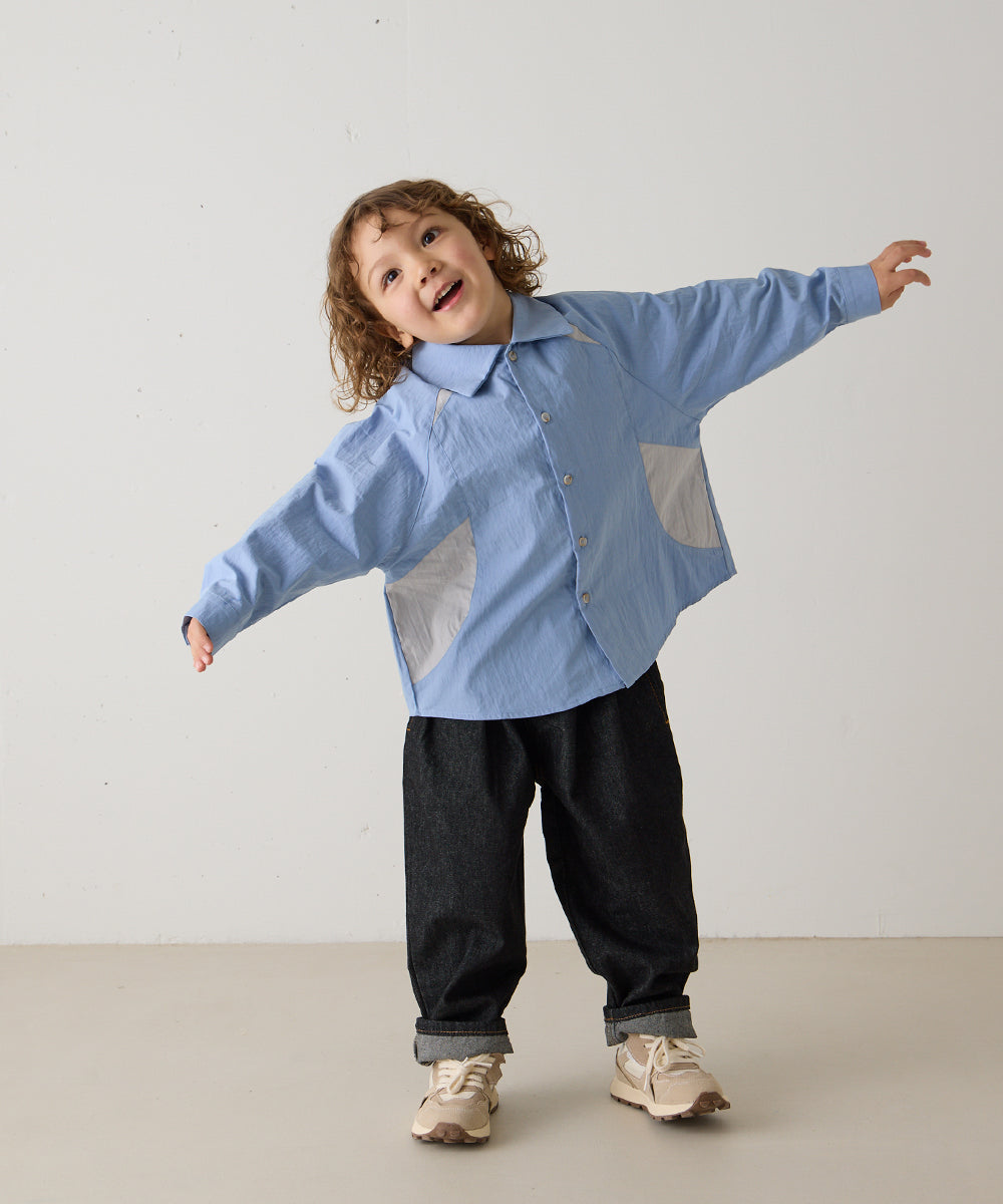 バイカラーラグランスリーブシャツ