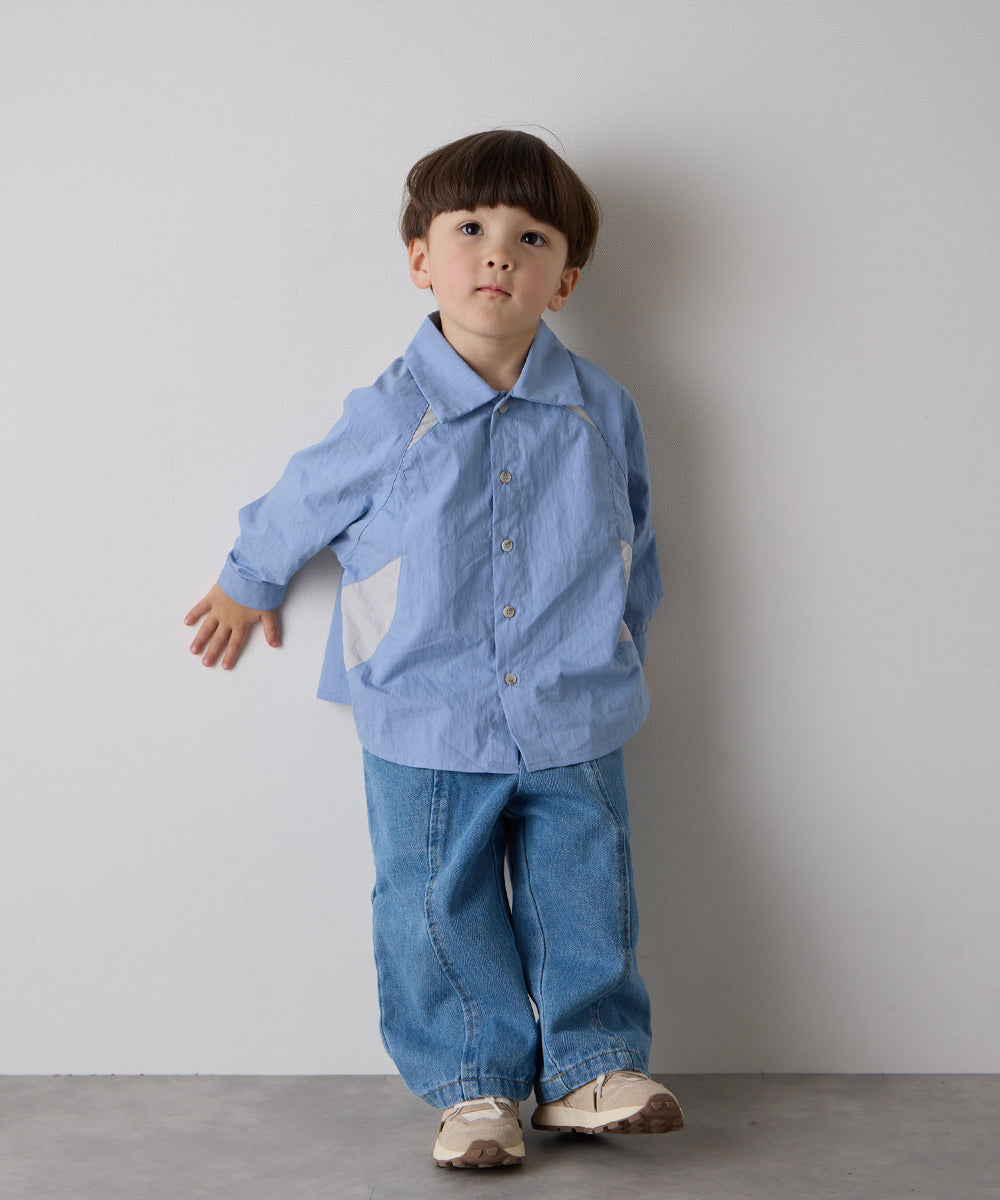 バイカラーラグランスリーブシャツ