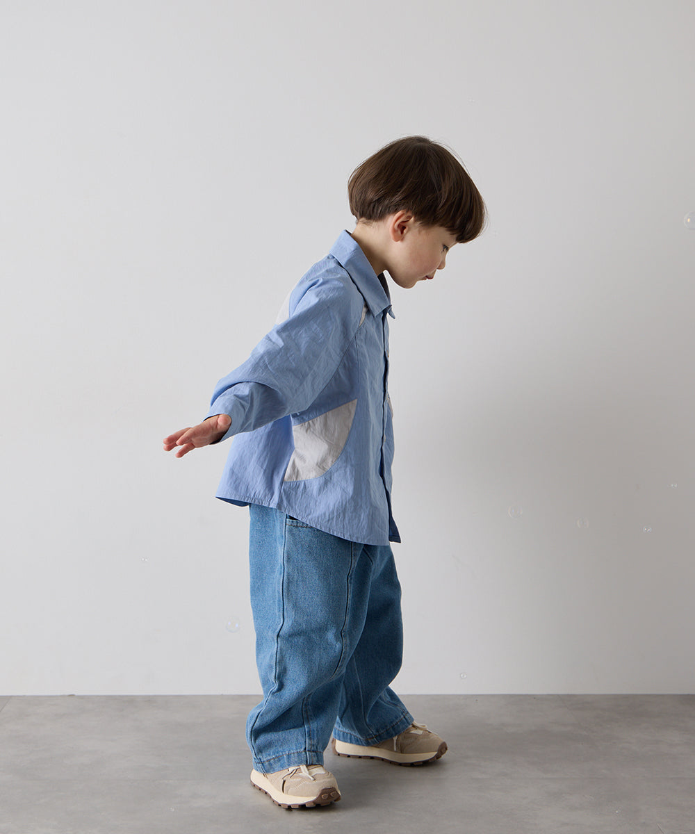 バイカラーラグランスリーブシャツ