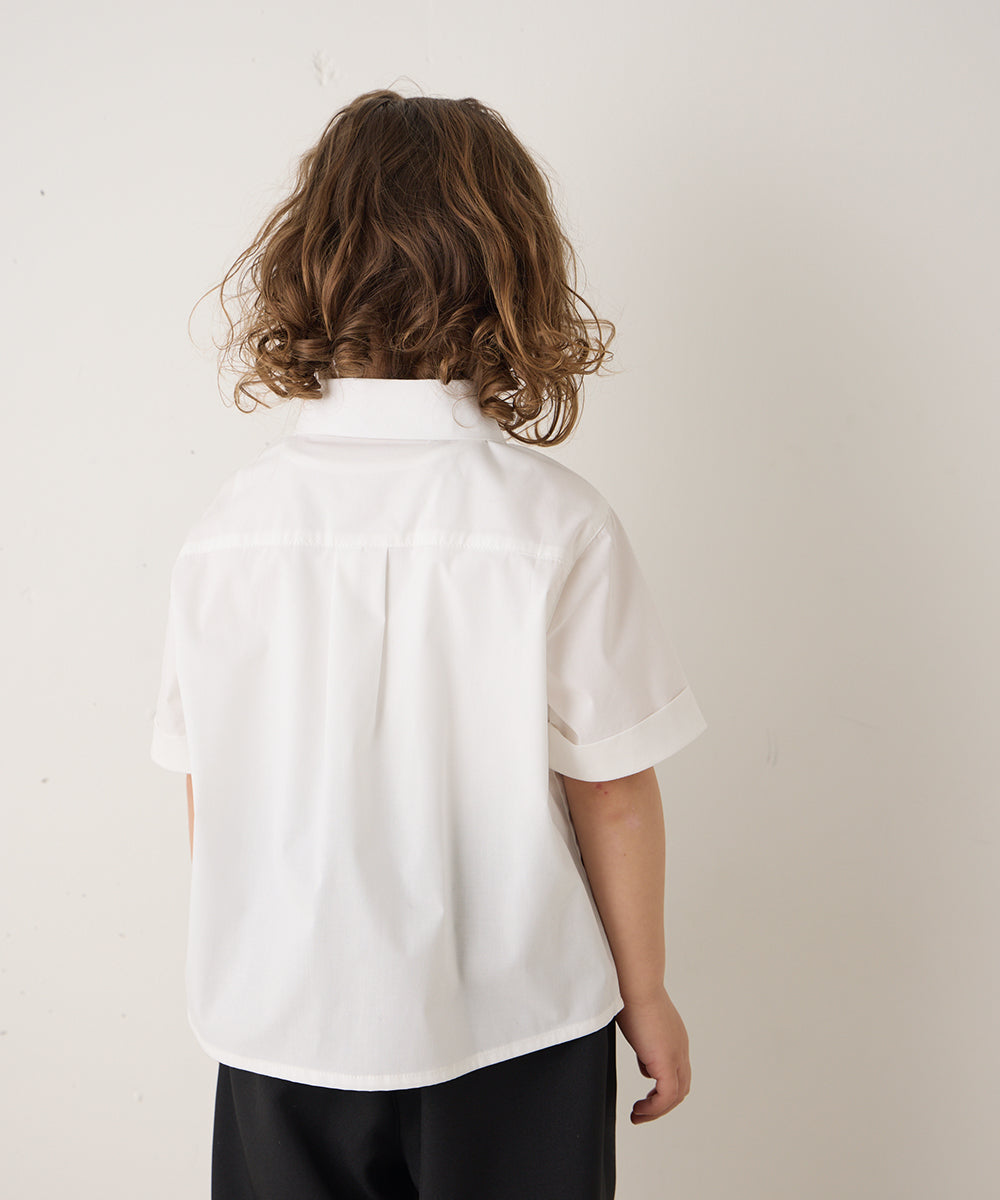ノーアイロンラウンドカラー比翼半袖シャツ(ボタン取り外し対応)