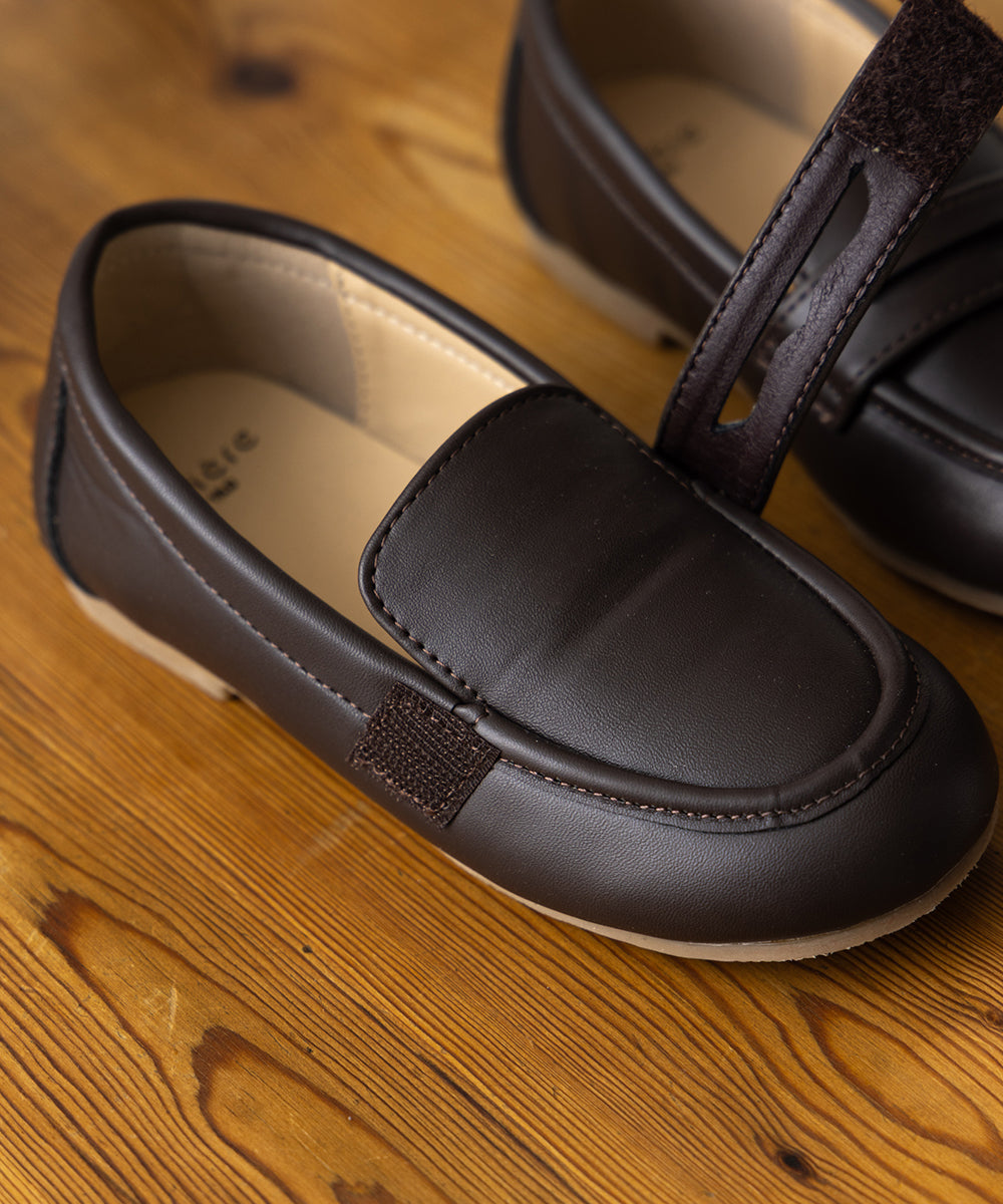 簡単着脱フェイクレザーローファー