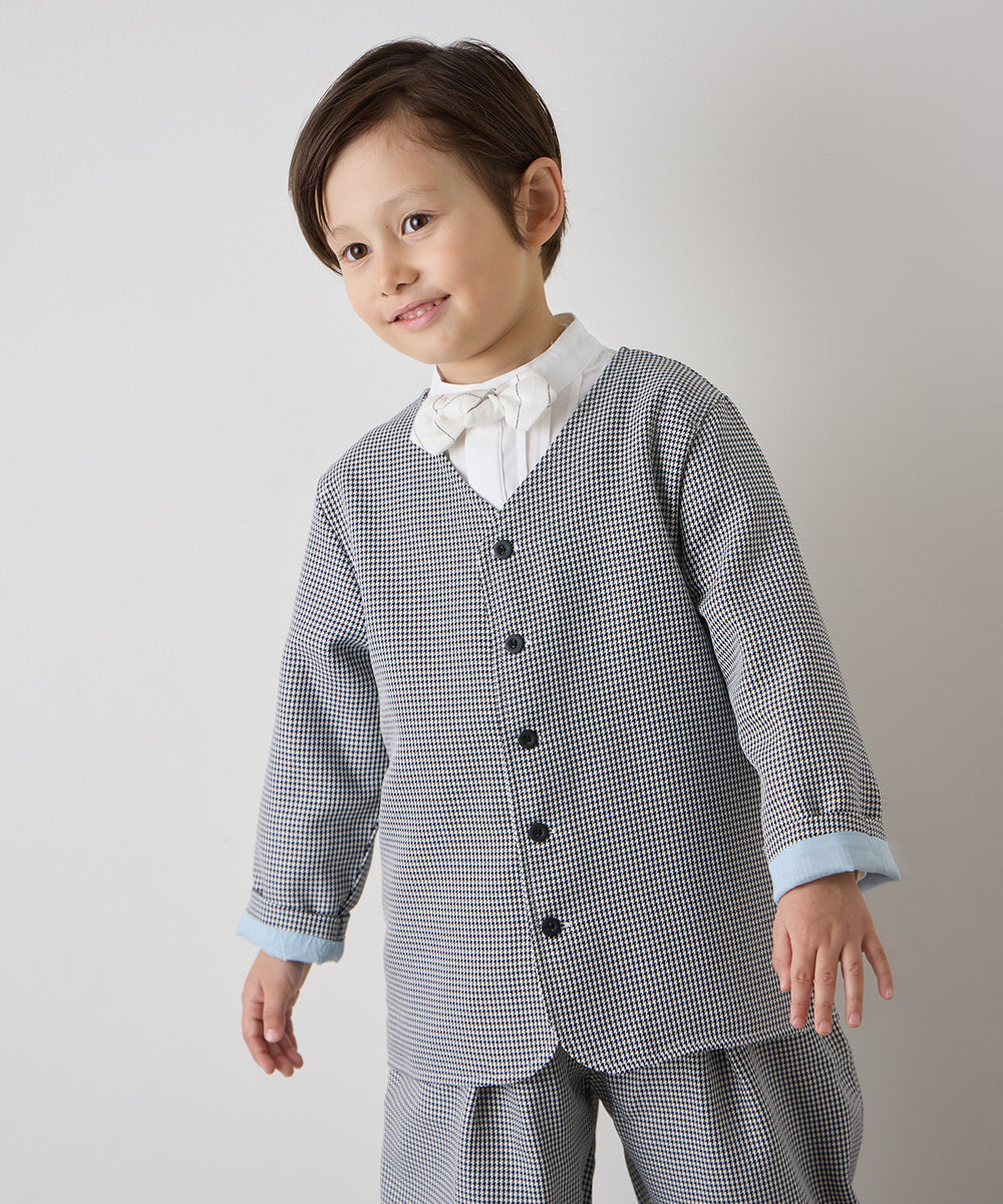 千鳥格子シングルノーカラーセットアップ