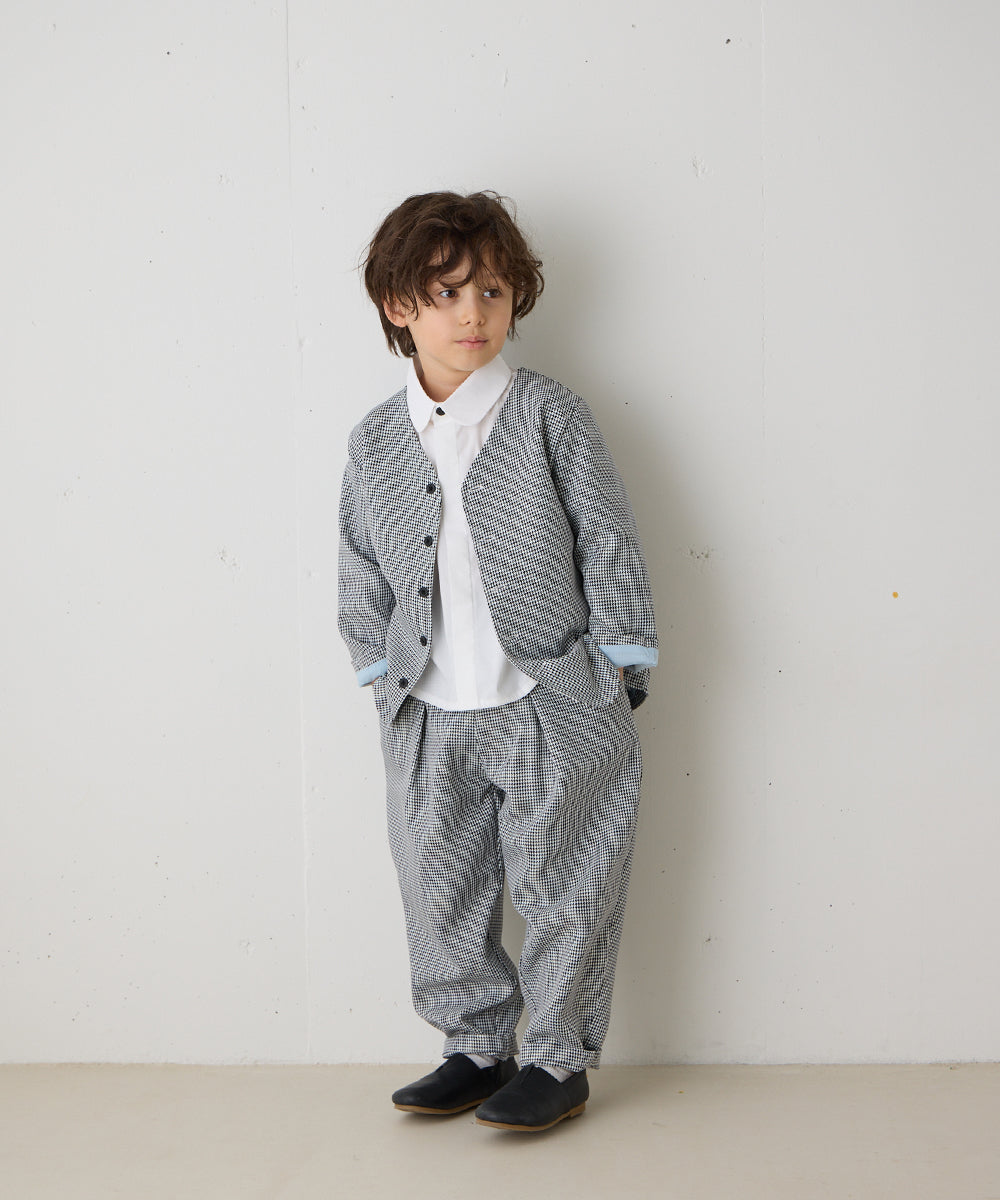 千鳥格子シングルノーカラーセットアップ