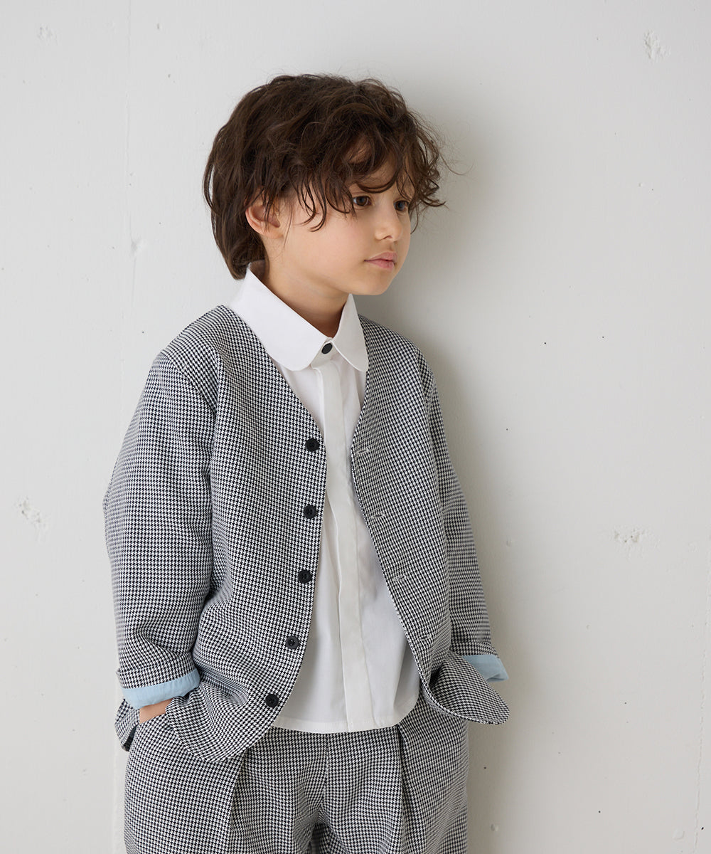 千鳥格子シングルノーカラーセットアップ