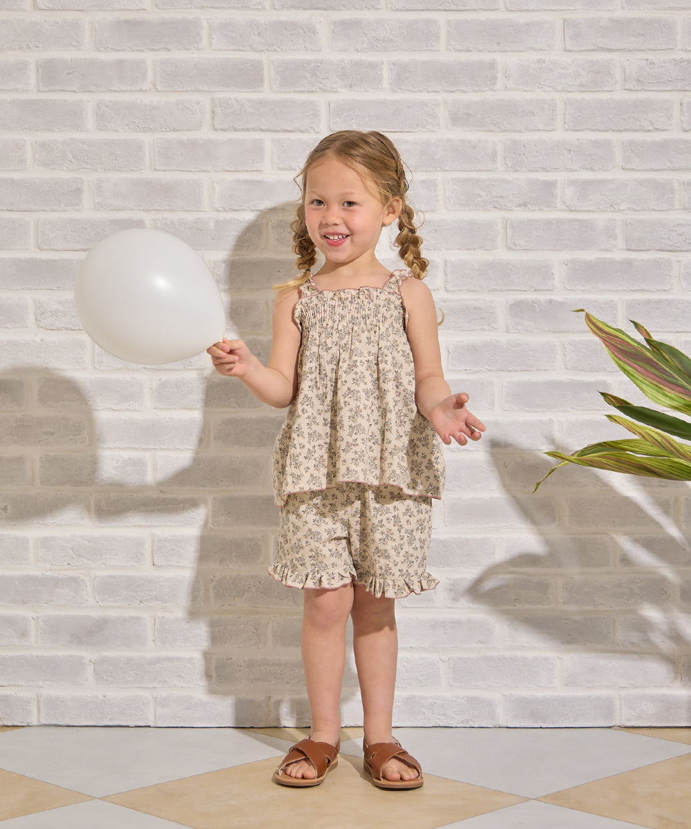 小花柄シャーリングセットアップ