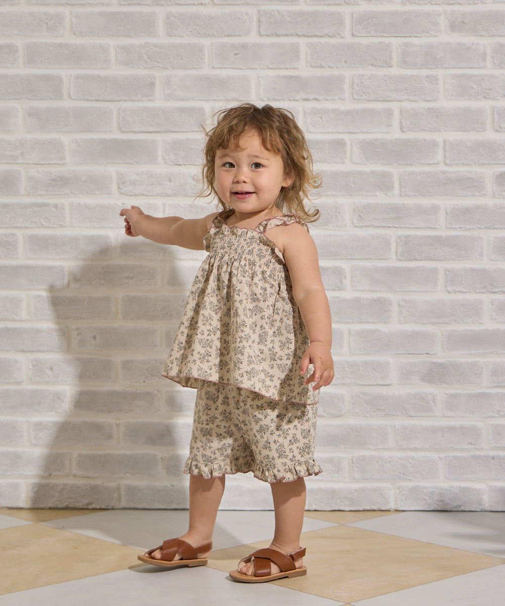 小花柄シャーリングセットアップ