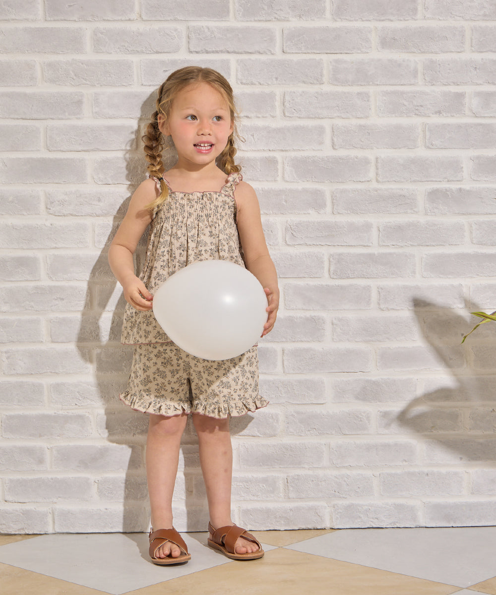 小花柄シャーリングセットアップ