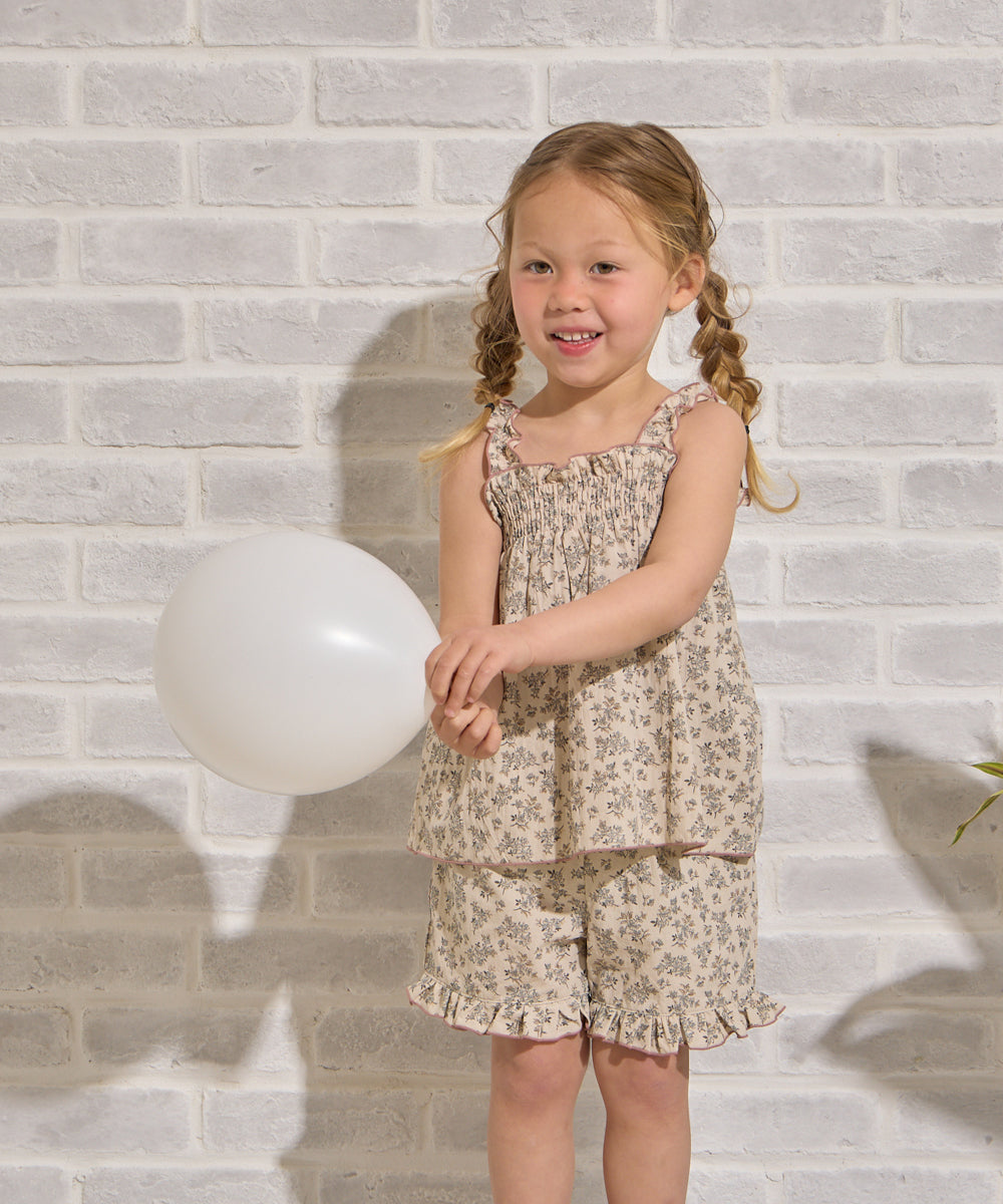 小花柄シャーリングセットアップ