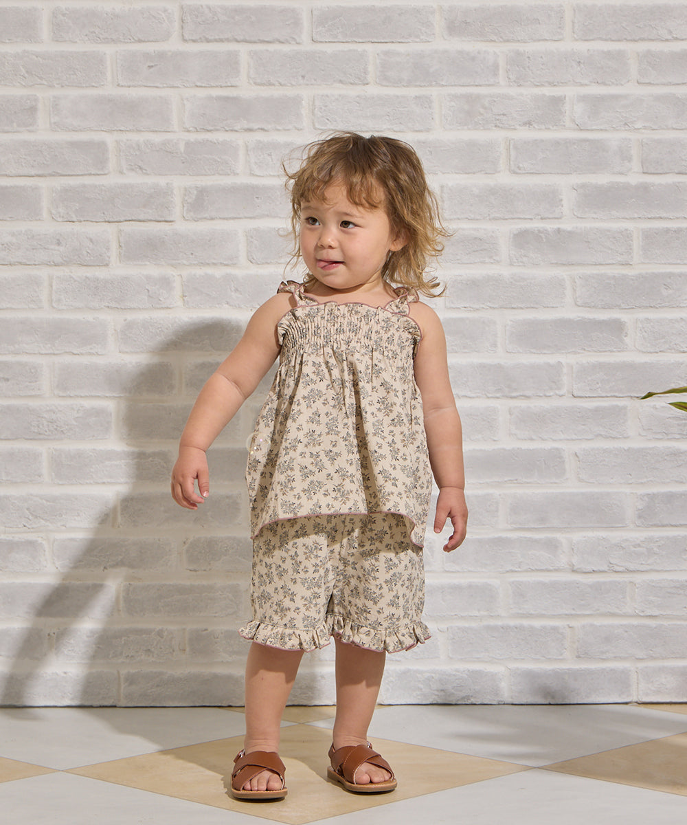 小花柄シャーリングセットアップ