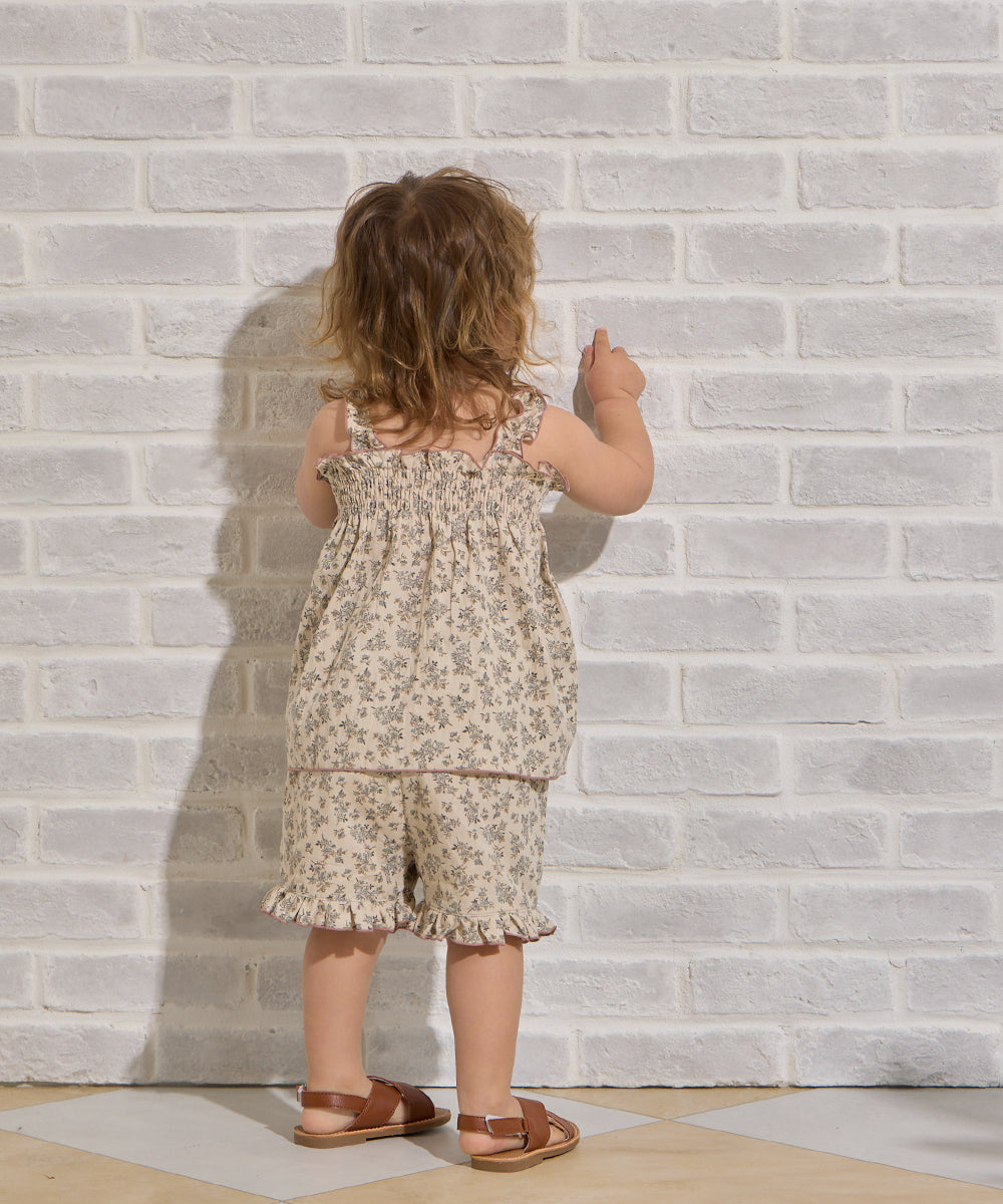 小花柄シャーリングセットアップ