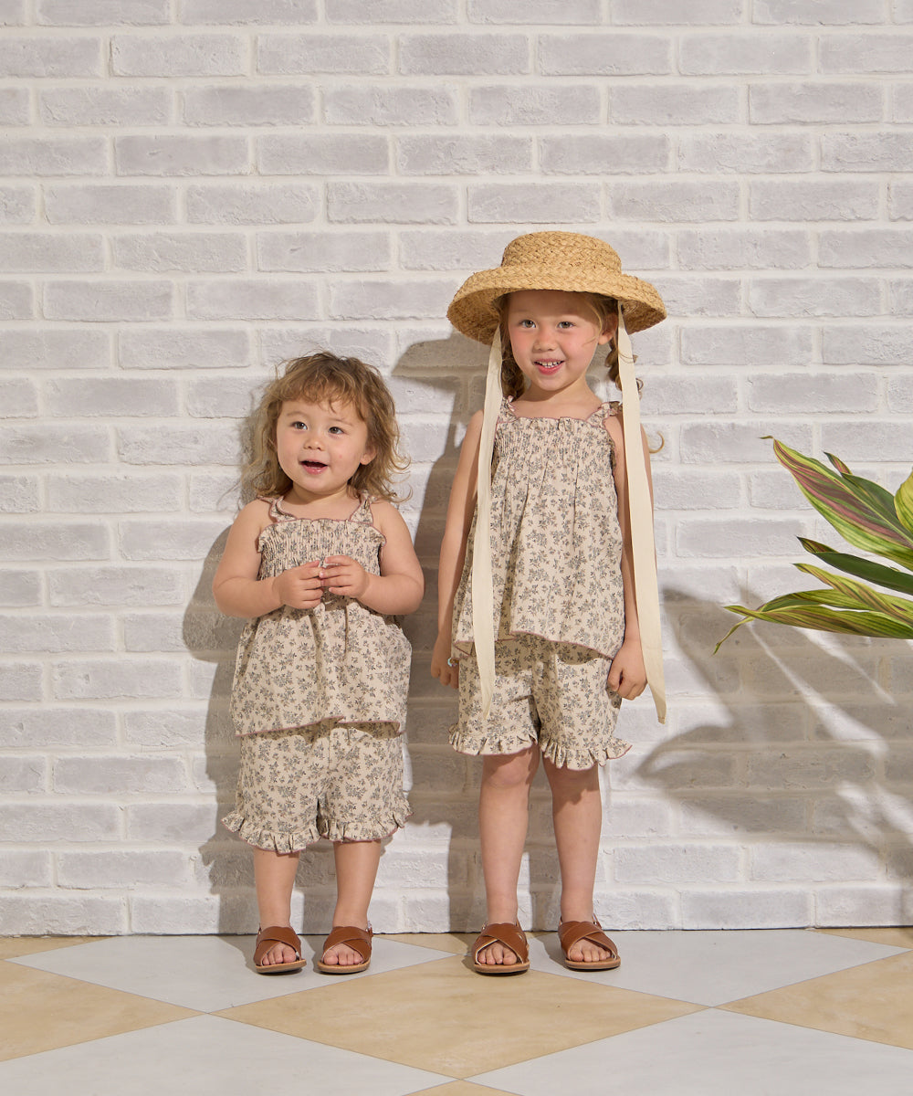 小花柄シャーリングセットアップ