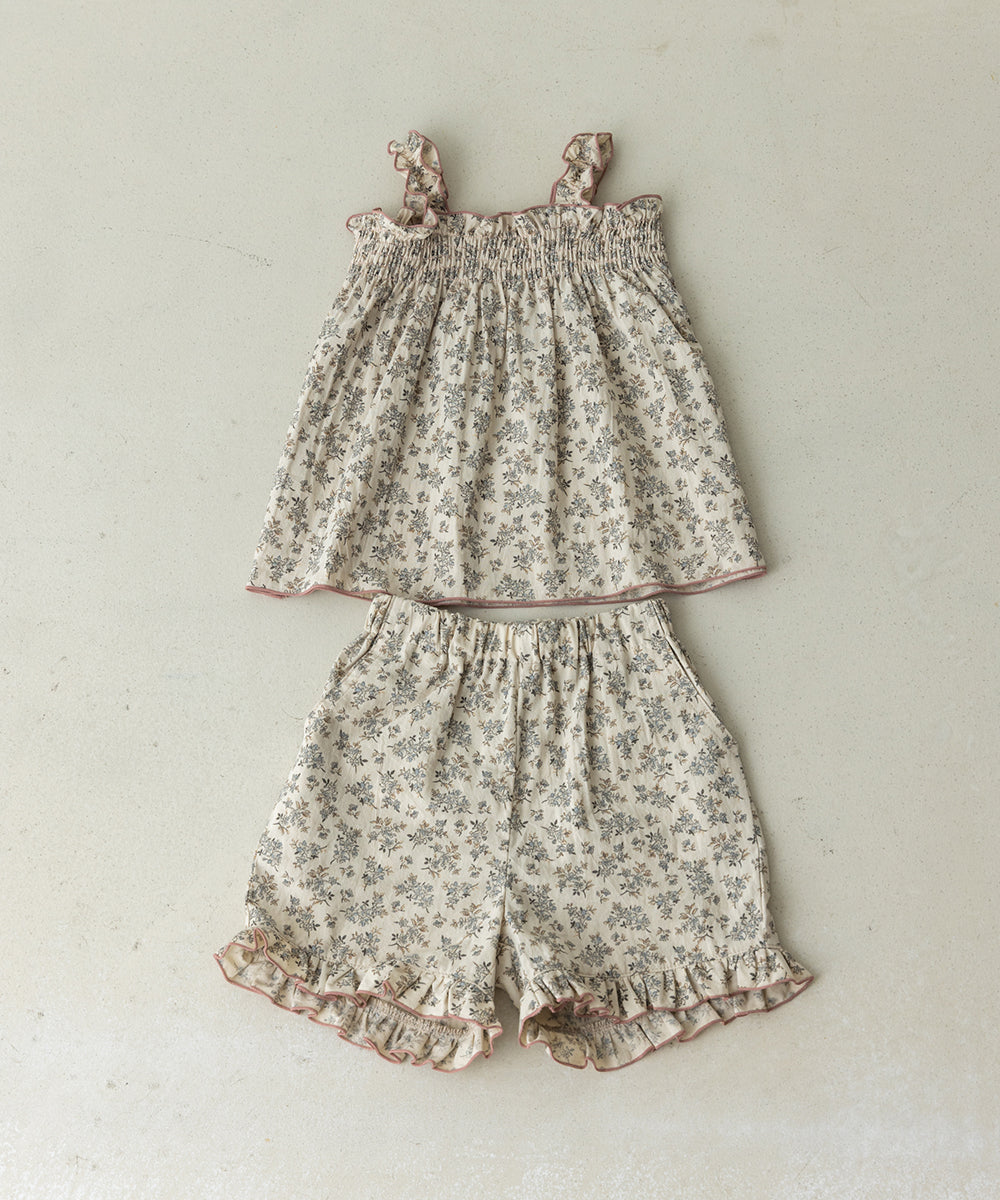 小花柄シャーリングセットアップ