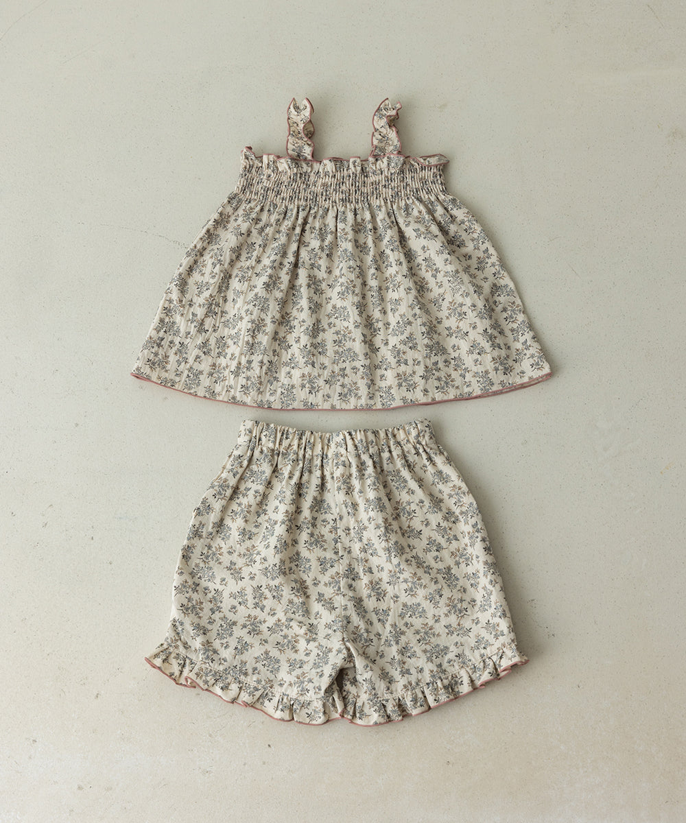 小花柄シャーリングセットアップ