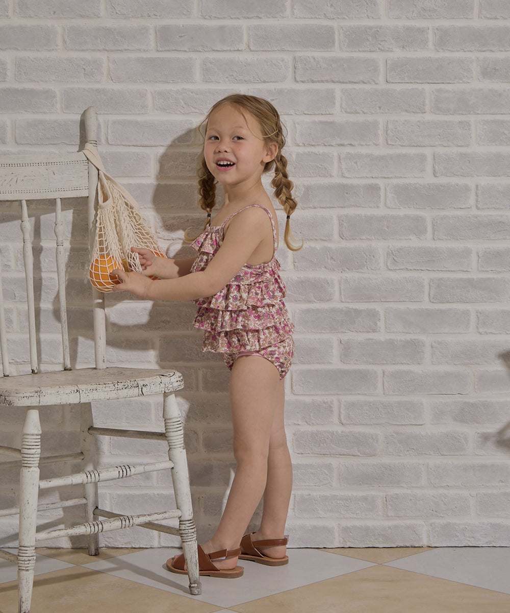 選べる2柄フラワー&チェックティアードフリルスイムウェア