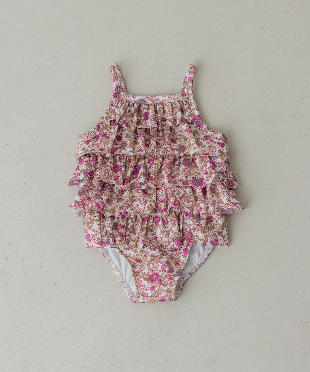 選べる2柄フラワー&チェックティアードフリルスイムウェア