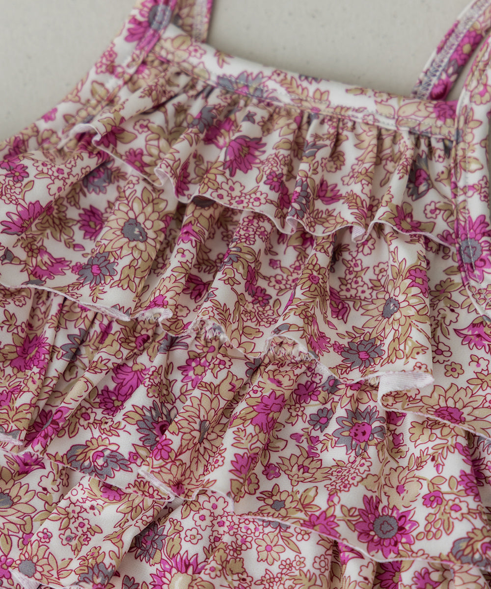 選べる2柄フラワー&チェックティアードフリルスイムウェア