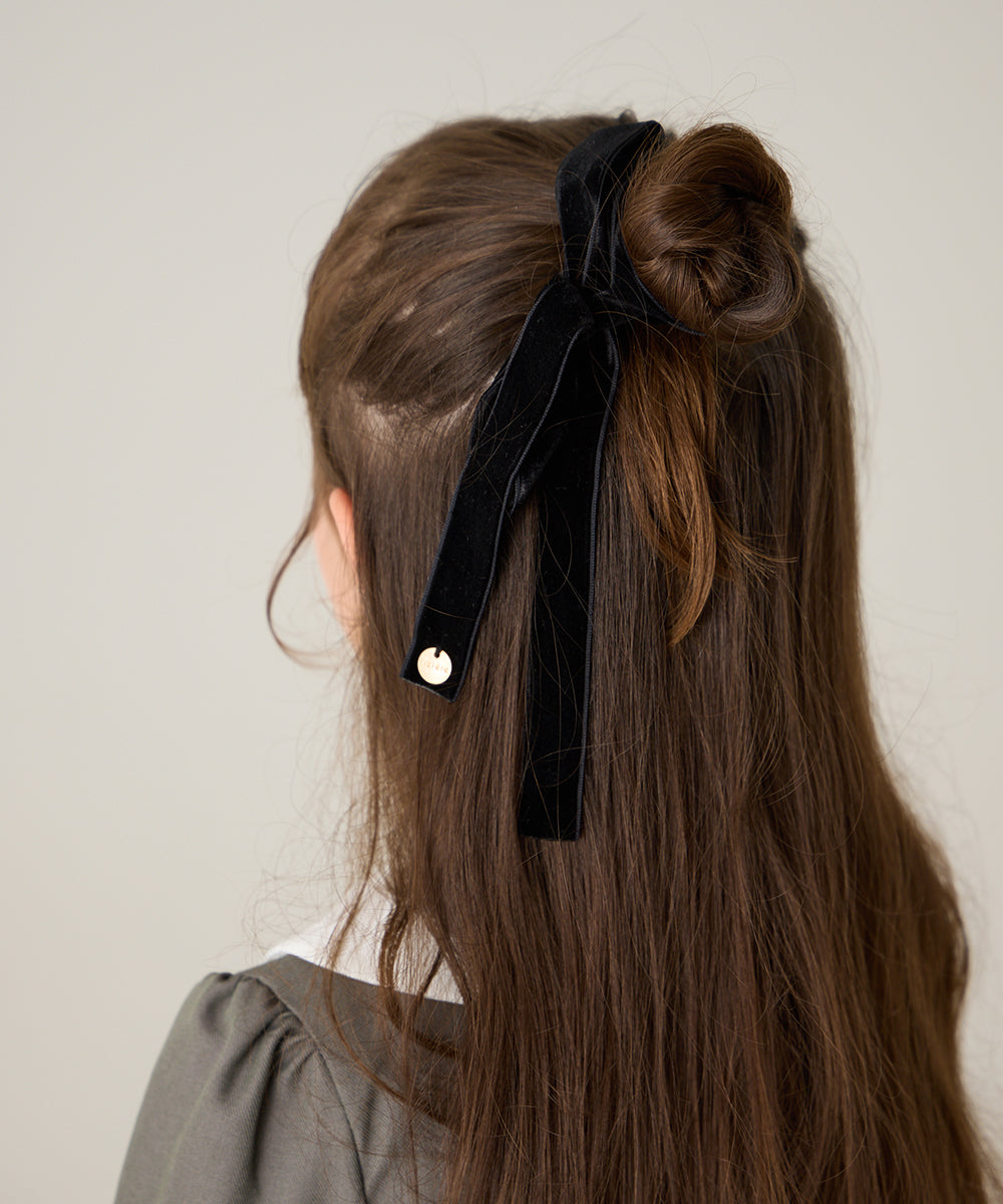 チャーム付きベルベットヘアリボン