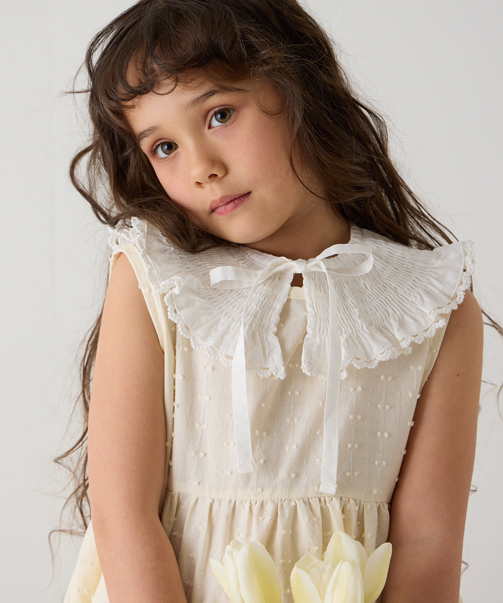 シャーリングレース付け襟