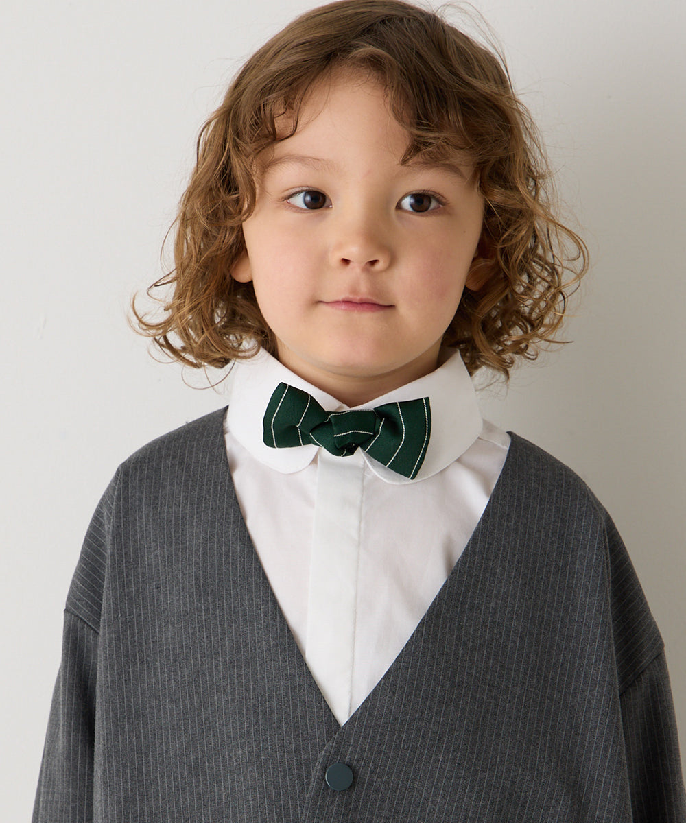 ストライプ柄蝶ネクタイ（ボタン取り外しシャツ対応）