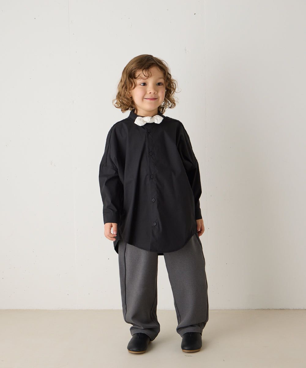 バンドカラーリラックスシャツ（ボタン取り外し対応）