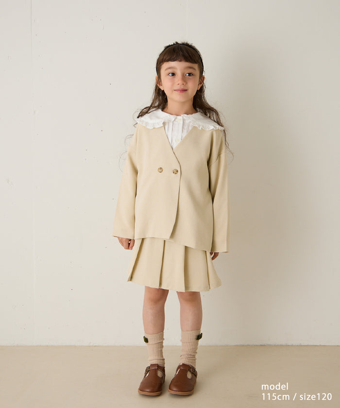 ノーカラージャケットプリーツスカートセットアップ