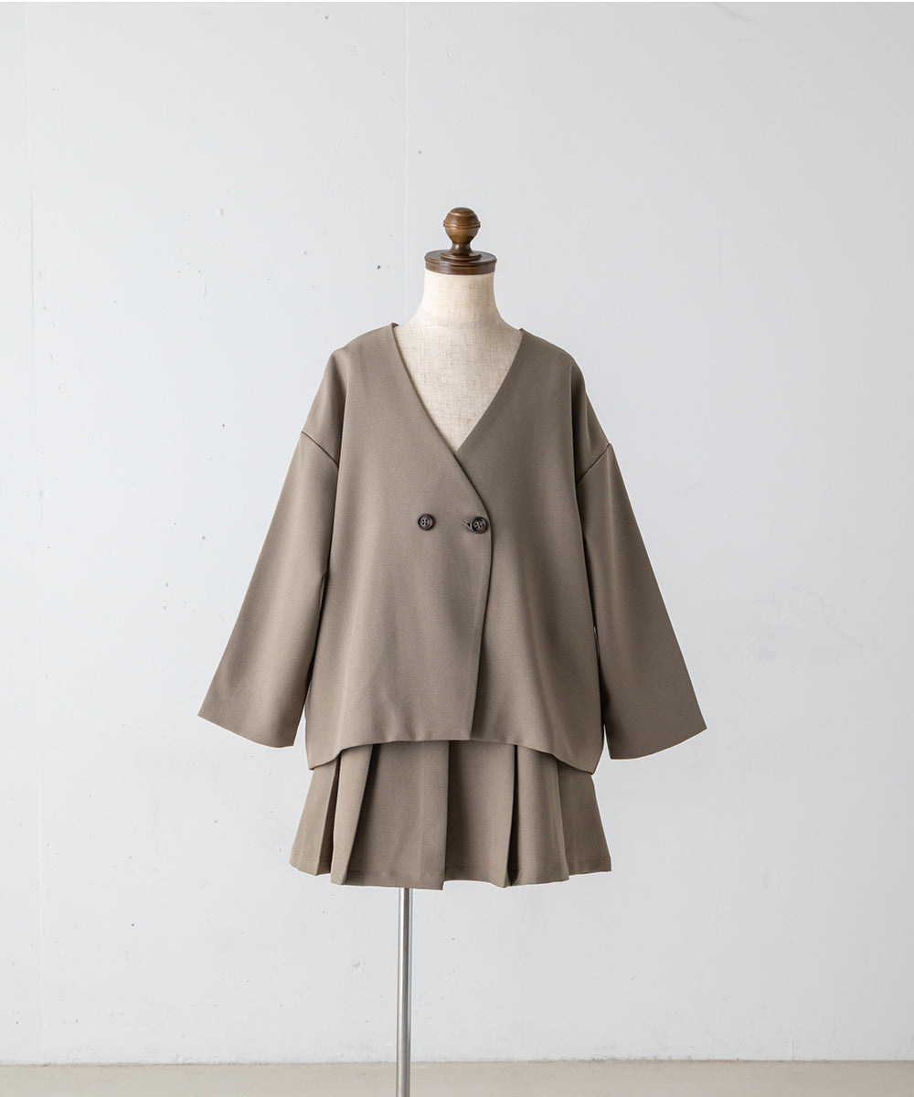 ノーカラージャケットプリーツスカートセットアップ