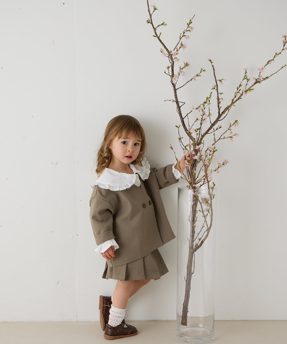 ノーカラージャケットプリーツスカートセットアップ