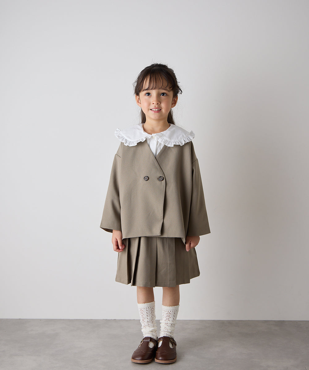 ノーカラージャケットプリーツスカートセットアップ