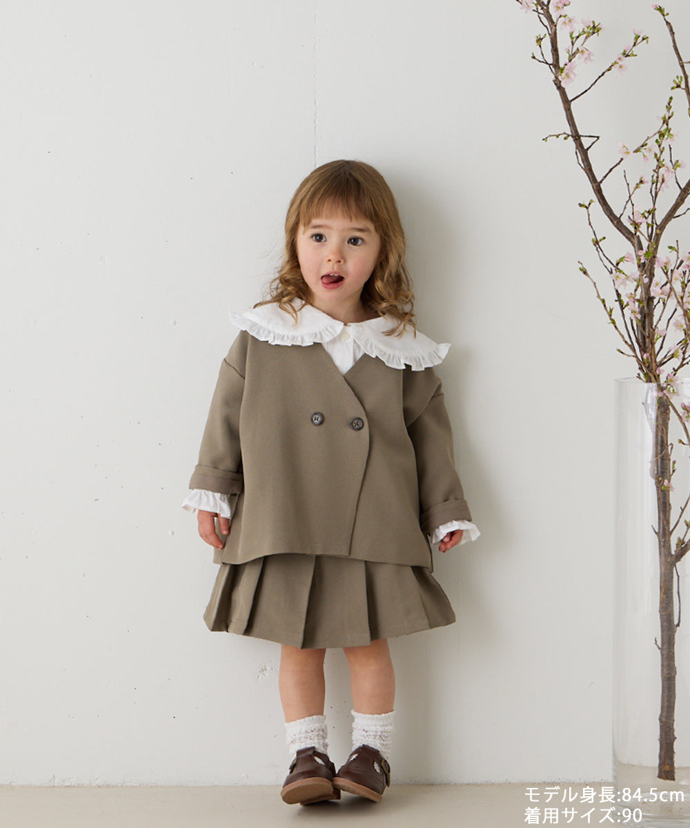 ノーカラージャケットプリーツスカートセットアップ