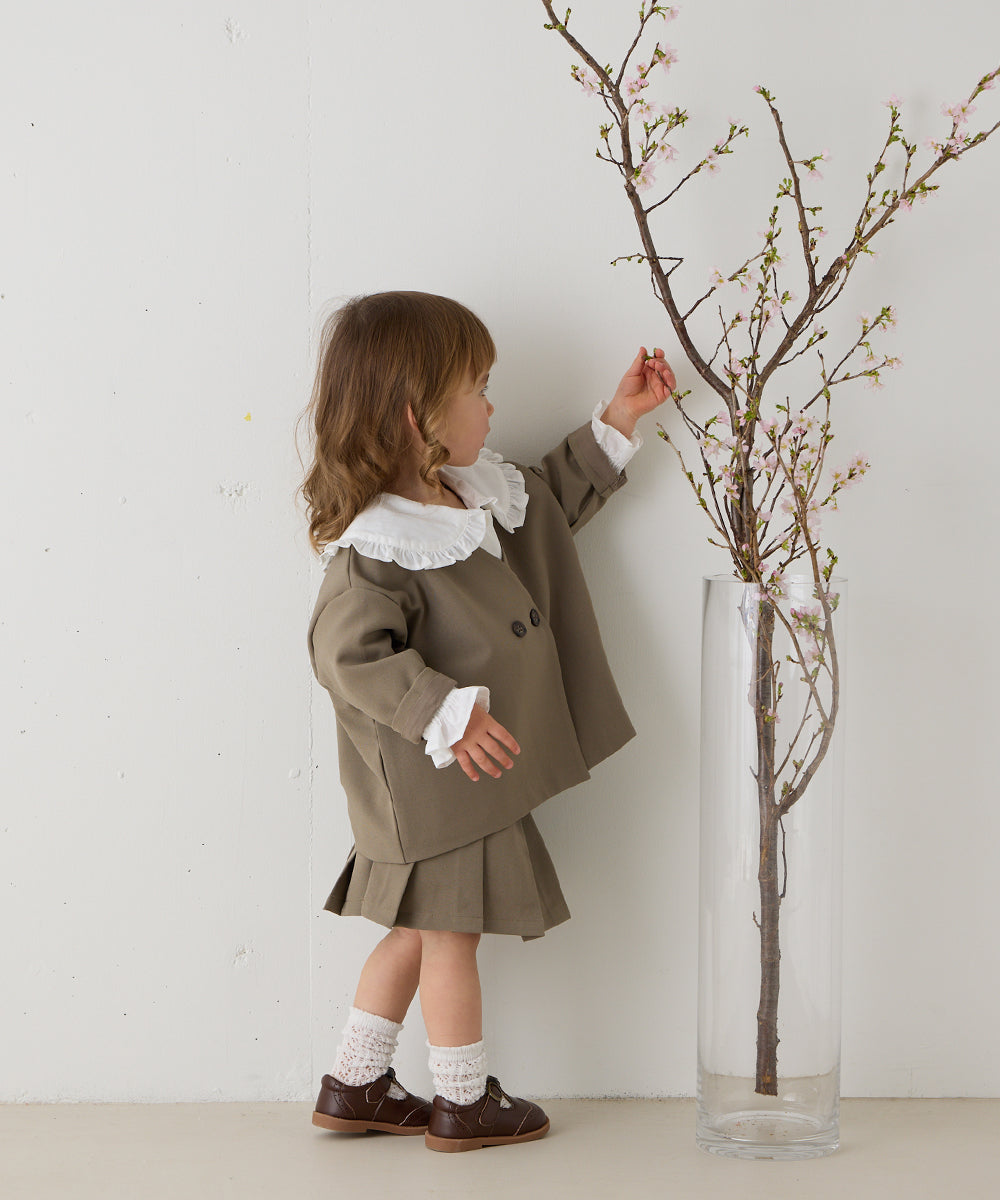 ノーカラージャケットプリーツスカートセットアップ