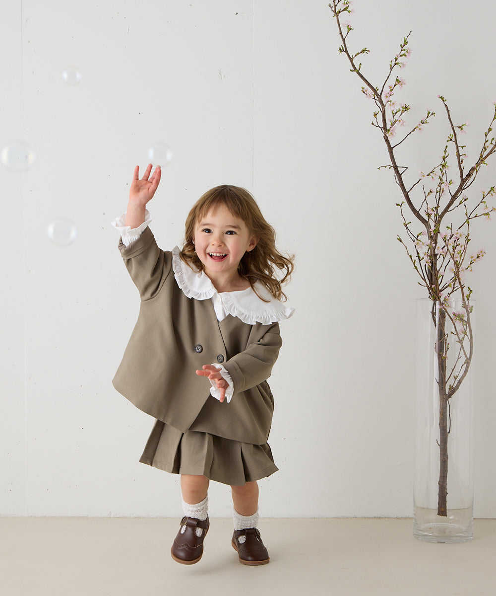 ノーカラージャケットプリーツスカートセットアップ