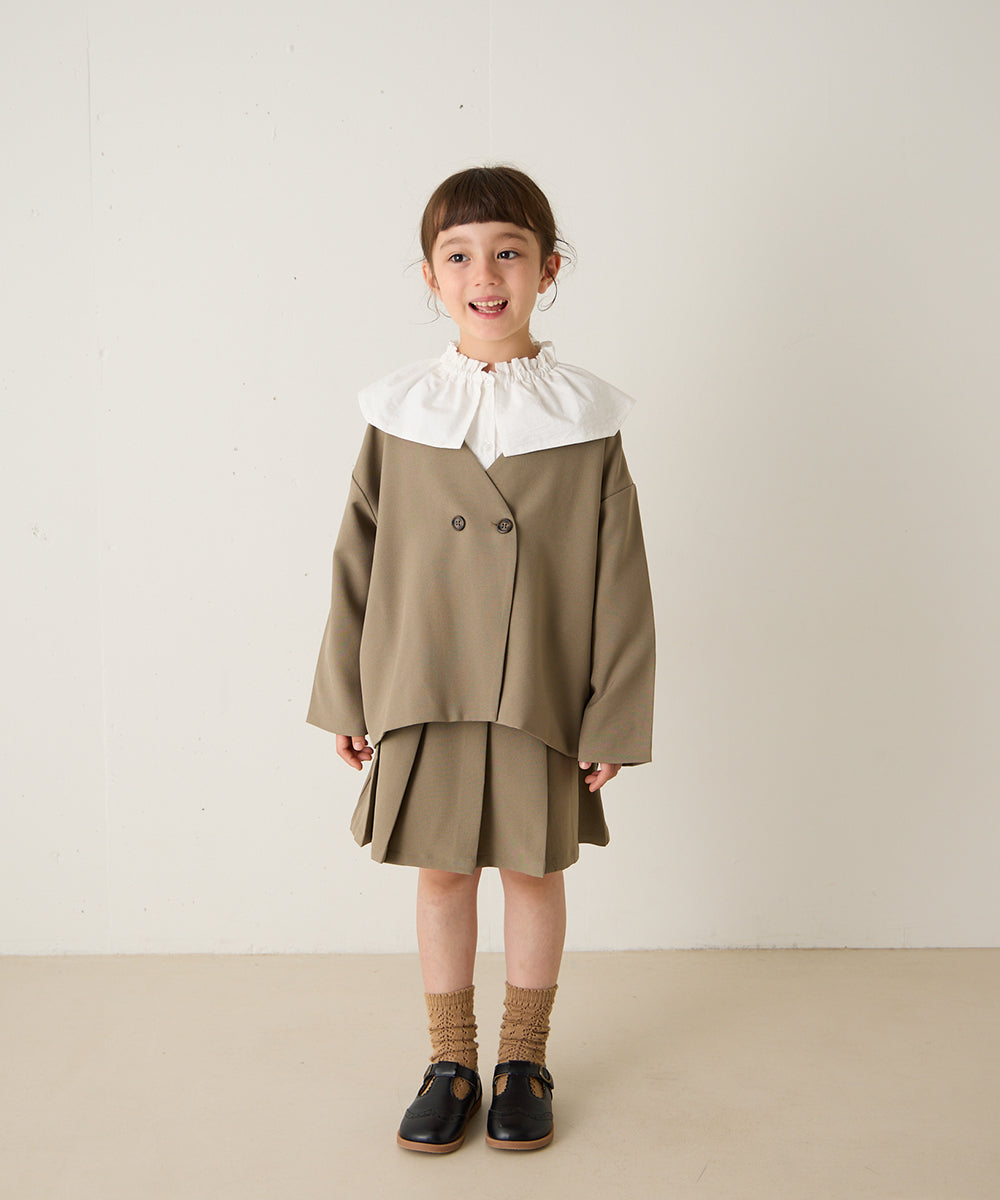 ノーカラージャケットプリーツスカートセットアップ