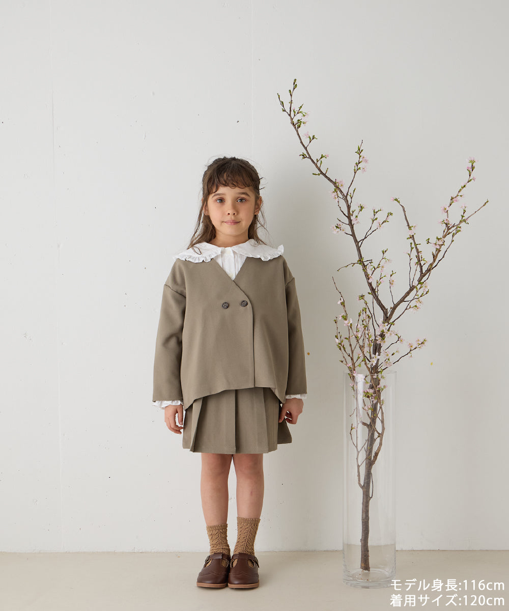 ノーカラージャケットプリーツスカートセットアップ