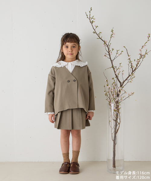 ノーカラージャケットプリーツスカートセットアップ