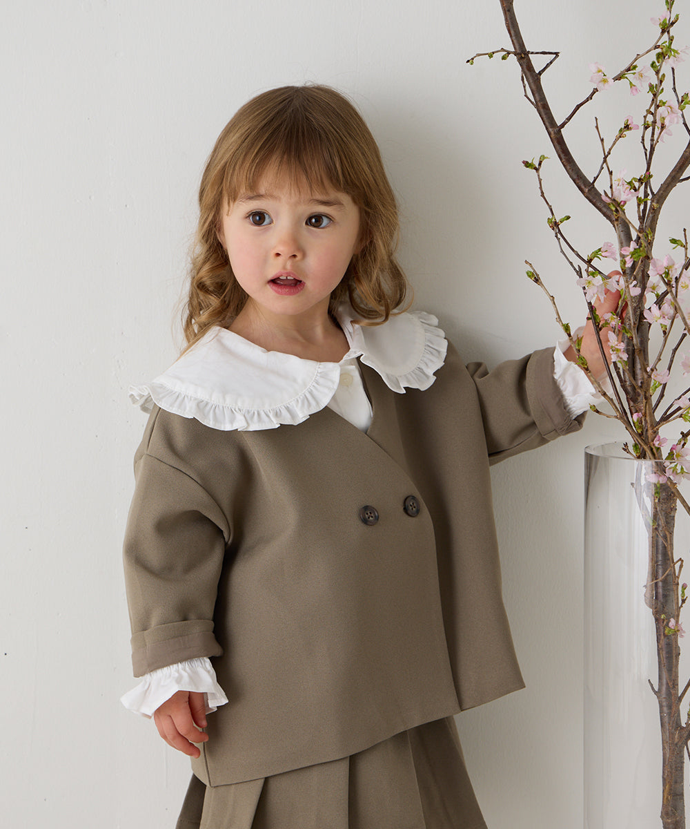 ノーカラージャケットプリーツスカートセットアップ