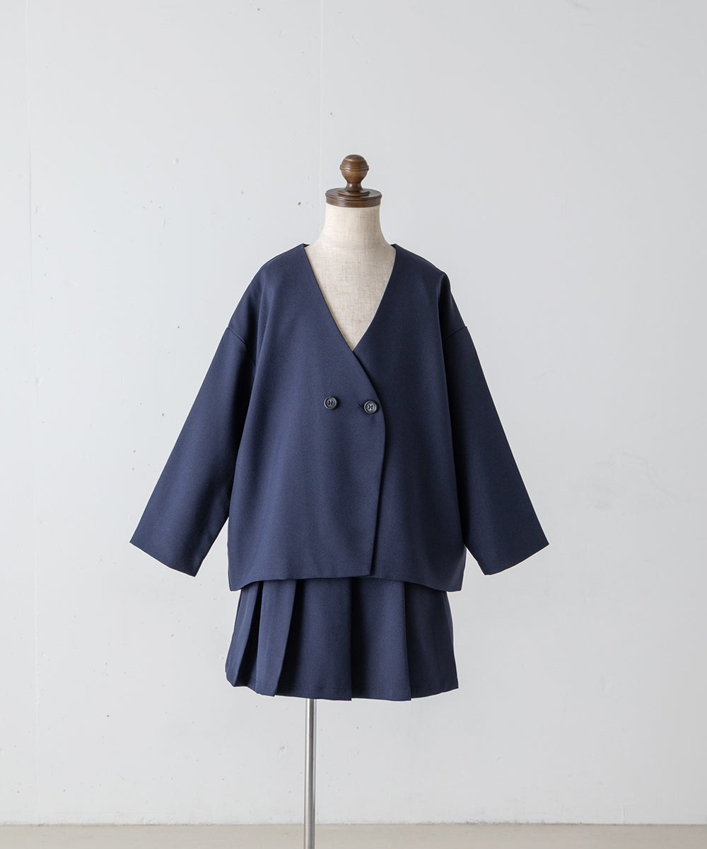 ノーカラージャケットプリーツスカートセットアップ