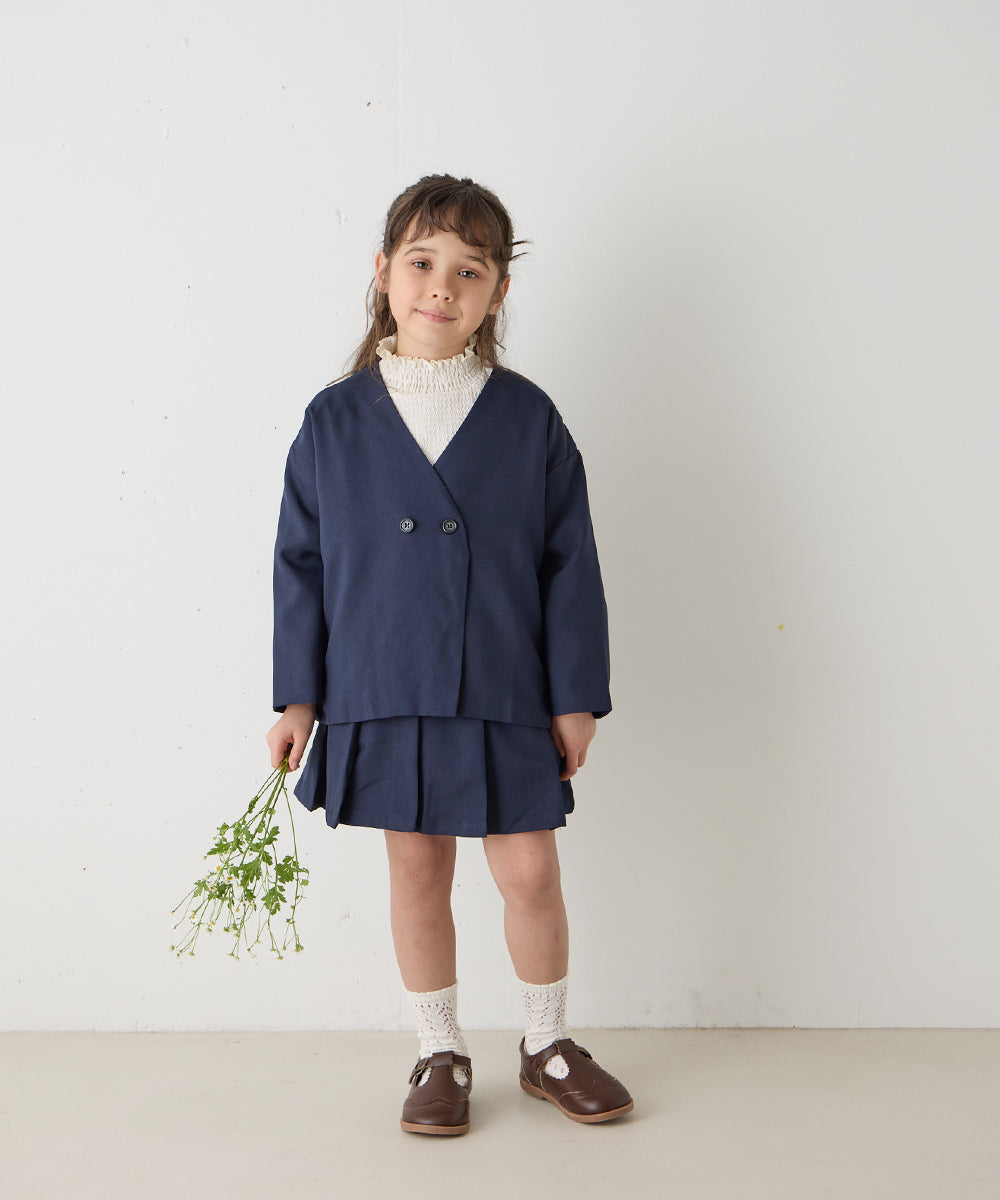 ノーカラージャケットプリーツスカートセットアップ