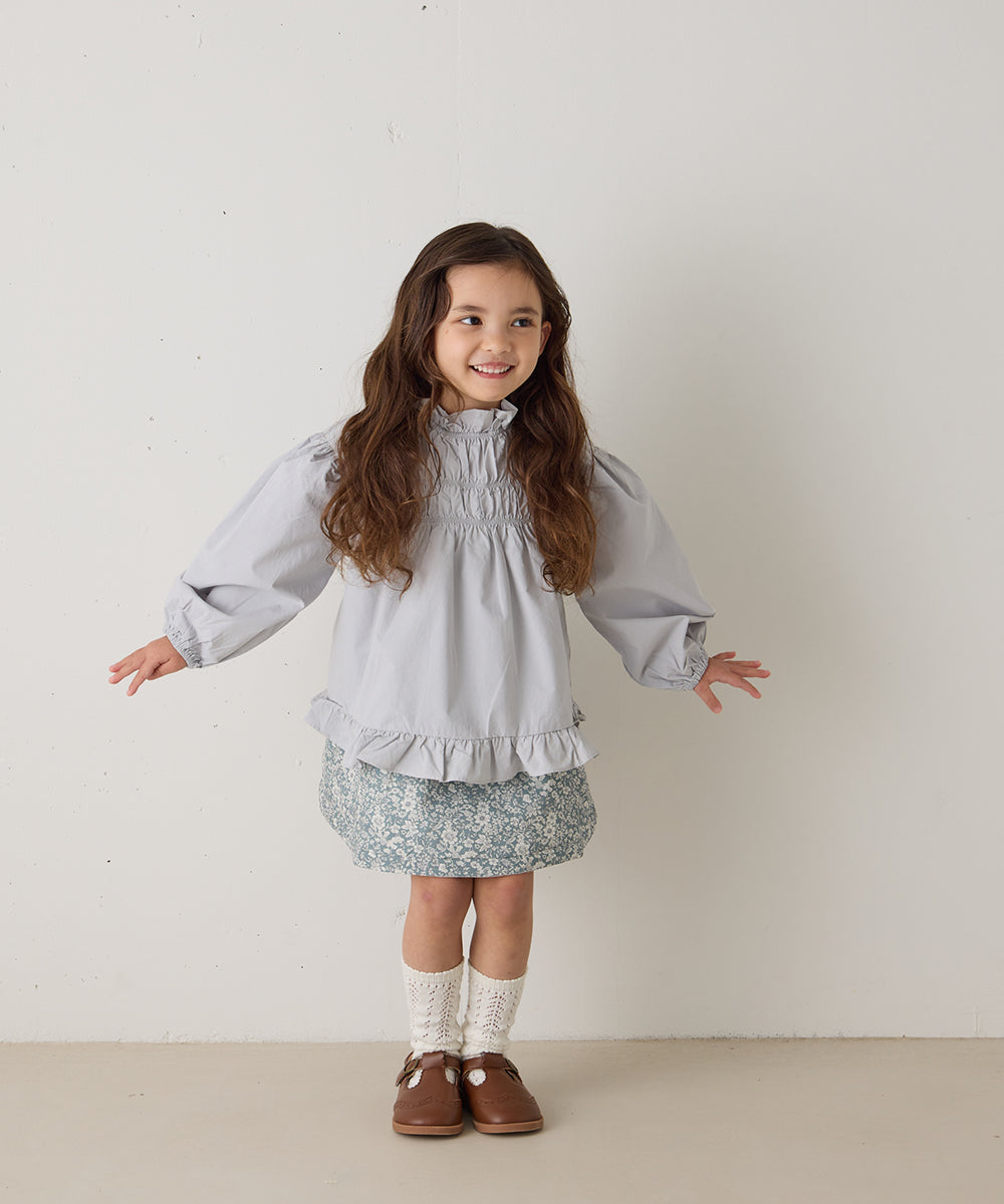 スタンドフリルシャーリングブラウス