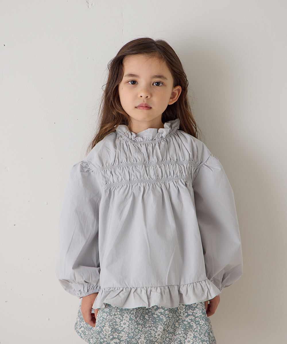 スタンドフリルシャーリングブラウス