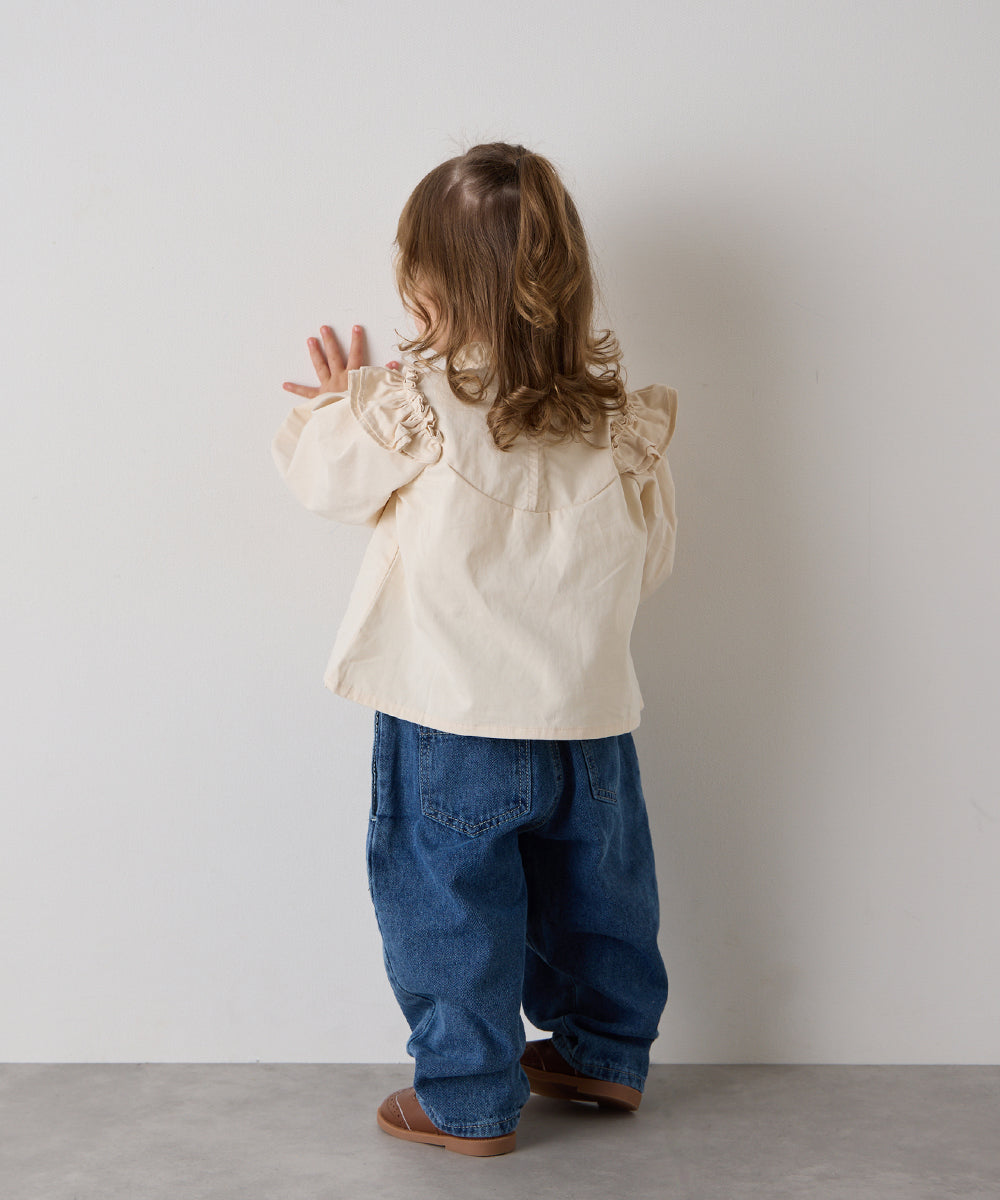フロントリボンフリルカラーブラウス