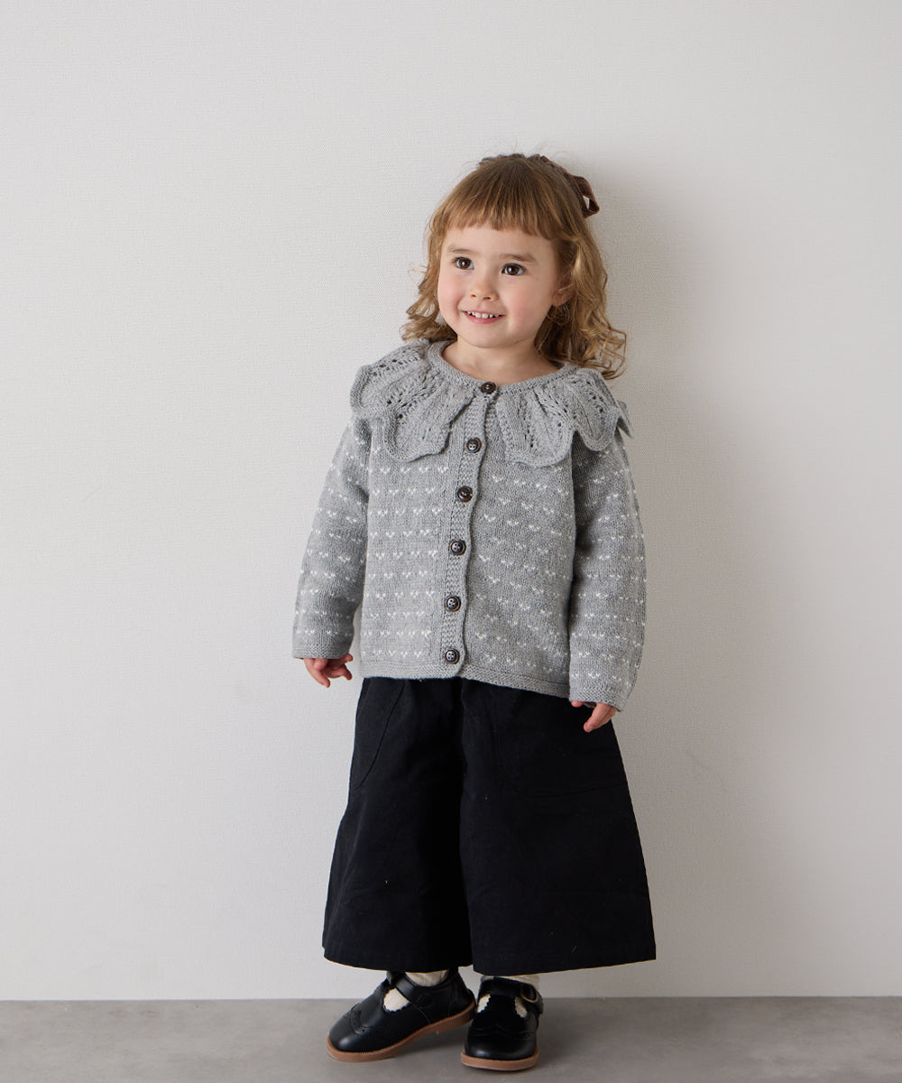 フリルカラージャガードニットカーディガン