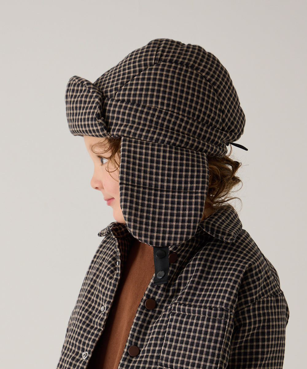 チェック柄中綿フライトキャップ