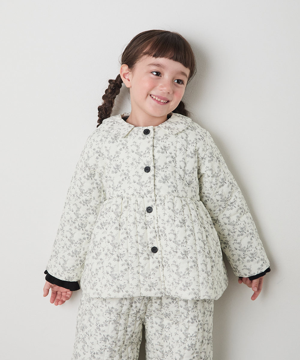 リンクコーデ】キルティング花柄コート