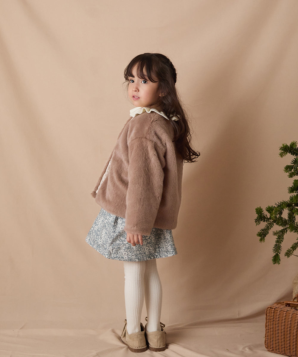 ティペット付きフェイクファーコート