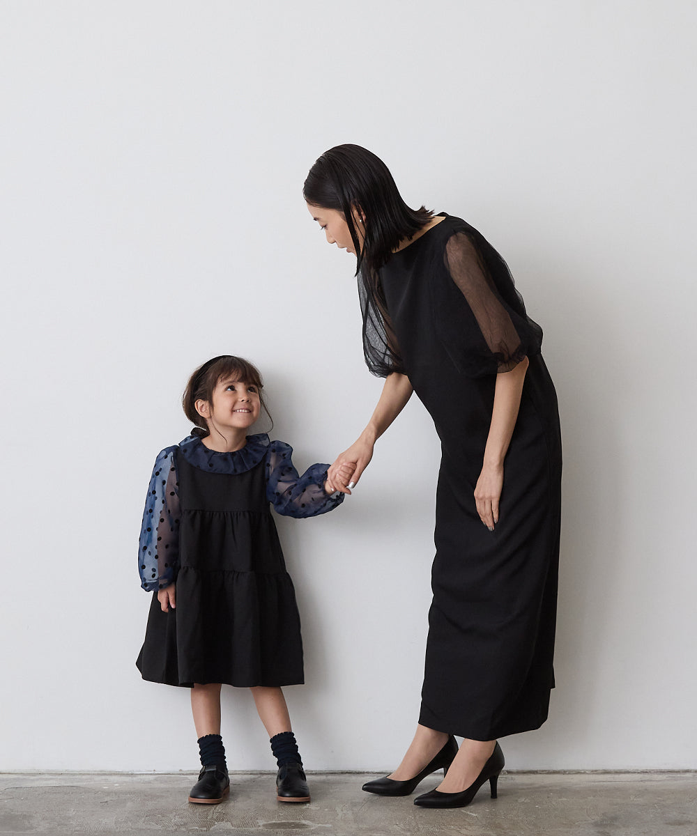 MOM：チュールバルーンスリーブワンピース