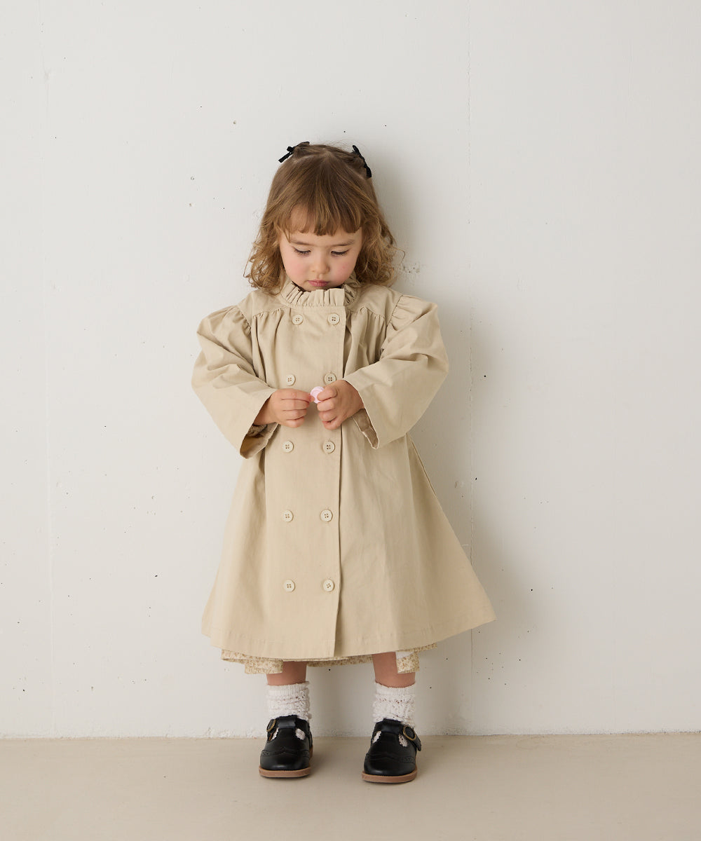 ダブルボタンフリルカラーワンピースコート